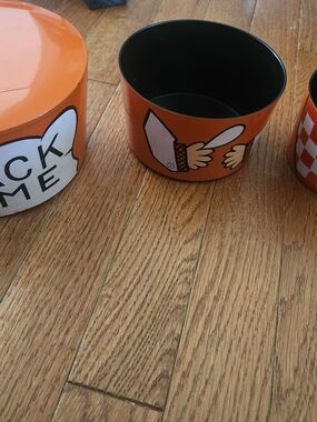 Orange Decorative Tin Canister Set